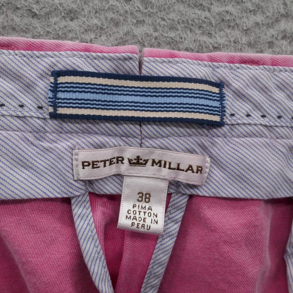 Peter Millar Men Raleigh Washed Twill Chino Pant‎ 38x28 Pink Flat Front Straight